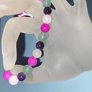 Multicolor Beaded Stretch Bracelet All Natural Stones